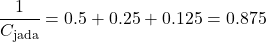 \[\frac{1}{C_{\text{jada}}} = 0.5 + 0.25 + 0.125 = 0.875\]