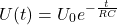 \[U(t) = U_0 e^{-\frac{t}{RC}}\]