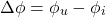 \[\Delta \phi = \phi_u - \phi_i\]