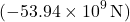 \[(-53.94 \times 10^9 \, \text{N})\]